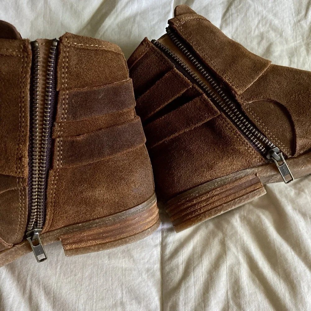 Born Moraga Suede Leather Ankle Boots Brown Women's 8/38-39 Boho Western EUC